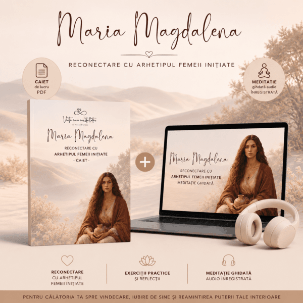 Acest bundle (meditație ghidată + caiet de lucru) te susține să te reconectezi cu Arhetipul Femeii Inițiate prin energia Mariei Magdalena